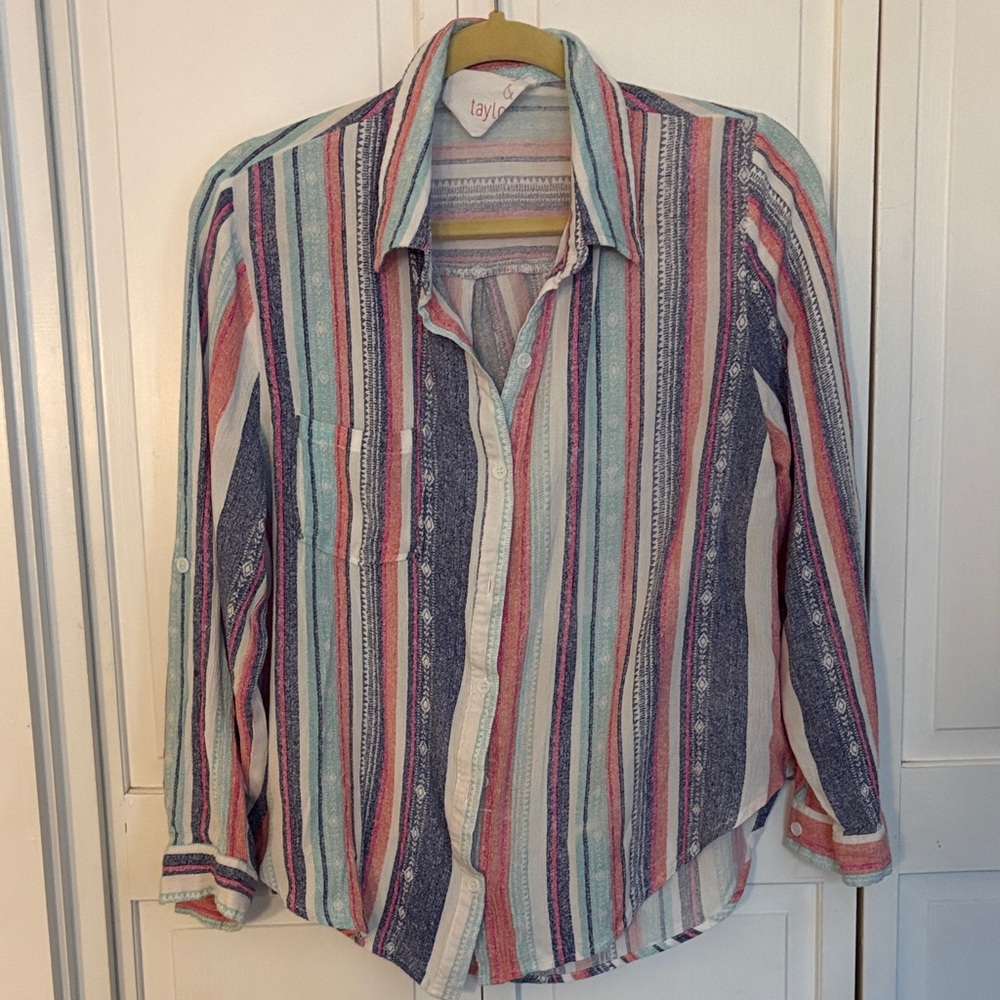 Taylor Pastel Multi-Striped Button-Down Shirt - Mint, Coral, Navy, Cream